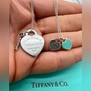 🔴DEAL OF THE MONTH🔴2 Authentic TIFFANY &Co Silver Heart Pendents Necklaces🔴
